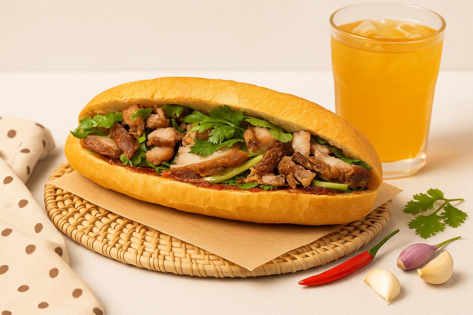 “Banh mi” is a crispy, airy baguette